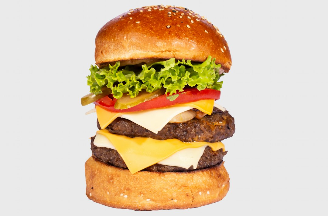 A loaded burger built on a soft Silver Grain bun